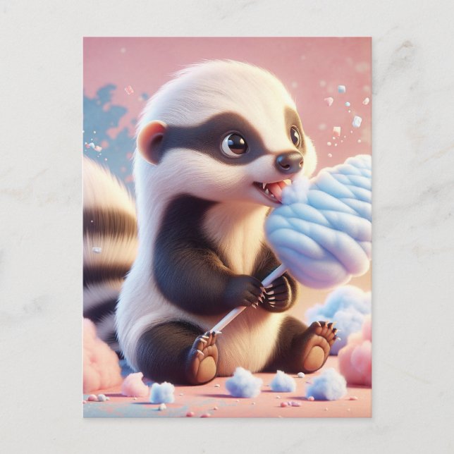 Carte Postale Bébé, animal mignon avec barbe à papa, Postcrossin (Devant)