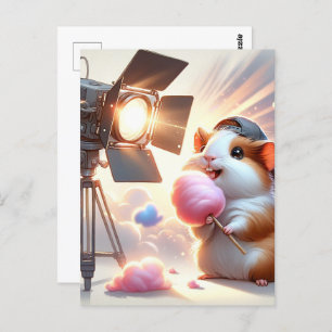 Carte Postale Bébé, animal mignon avec bonbons en coton, Post-cr