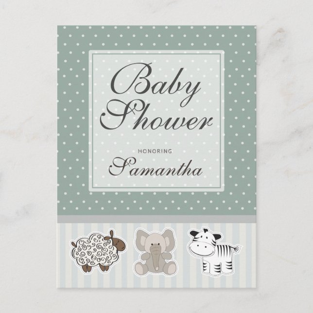 Carte Postale Bébé Animaux pour Baby shower Invitation (Devant)