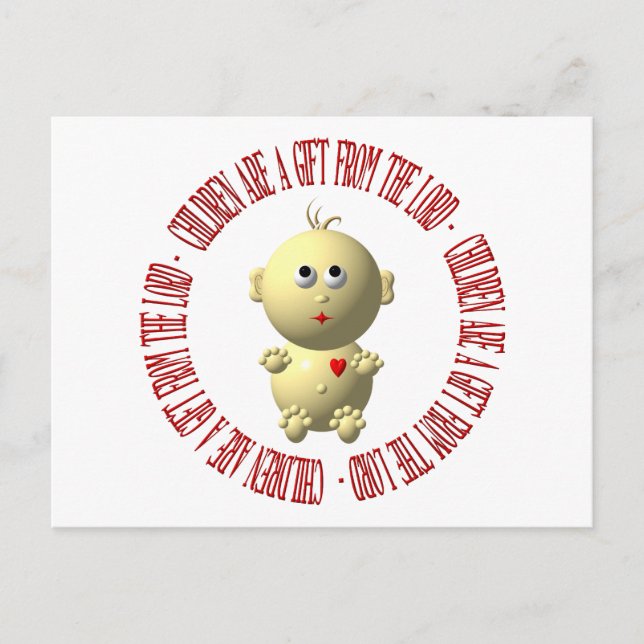 Carte Postale Bébé avec "Les enfants sont un cadeau du Seigneur" (Devant)