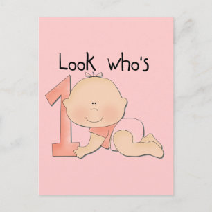 Carte Postale Bébé blanc 1er Anniversaire T-shirts et cadeaux