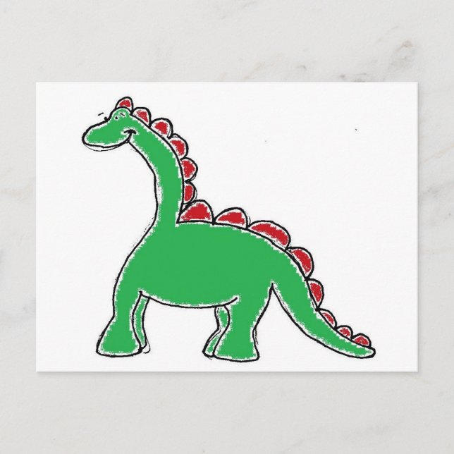 Carte Postale Bébé Brontosaurus Dinosaure Dessin Dessin (Devant)