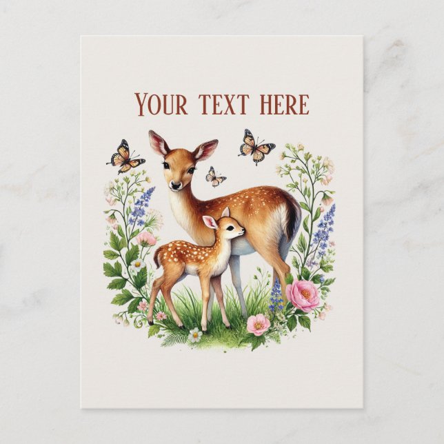 Carte Postale Bébé cerf Maman mignonne ajouter du texte  (Devant)