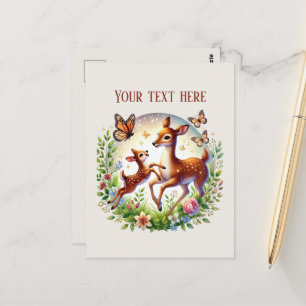 Carte Postale Bébé cerf Maman mignonne ajouter du texte