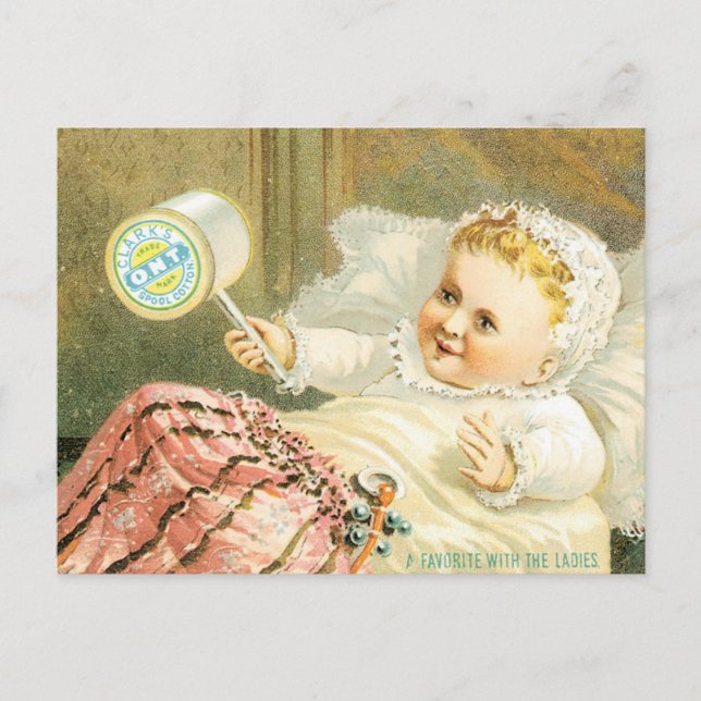 Carte Postale Bébé Clarks avec Bobine de Fil (Devant)