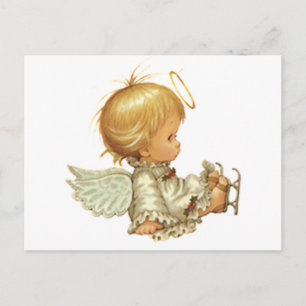 Carte Postale Bébé de Noël mignon Angel Patinage Accident