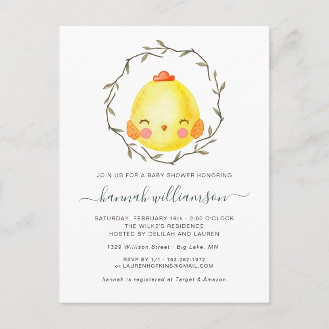 Carte Postale Bébé de printemps | Invitation à la baby shower de (Devant)