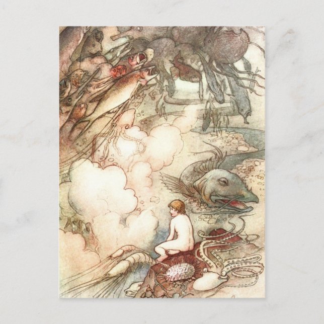 Carte Postale Bébé d'eau et serpent de mer (Devant)