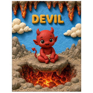 Carte Postale Bébé Diable Mignon, Mythique