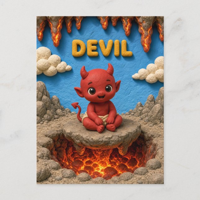 Carte Postale Bébé Diable Mignon, Mythique (Devant)