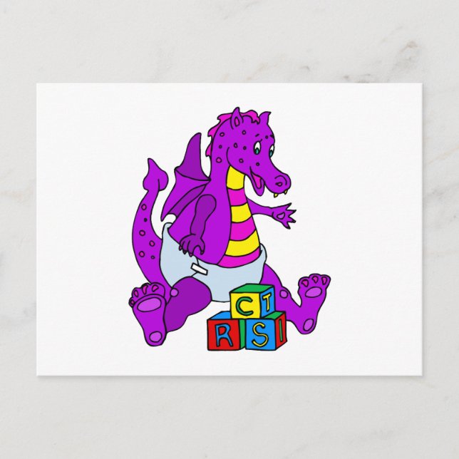 Carte Postale Bébé Dragon avec blocs (Devant)