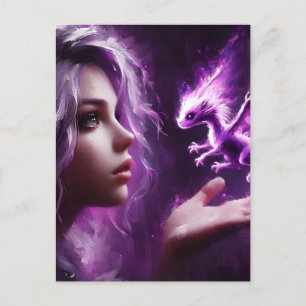 Carte Postale Bébé Dragon pourpre