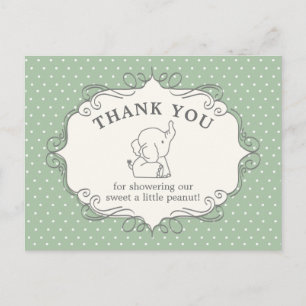 Carte Postale Bébé éléphant adorable Remerciement pour Baby Sh