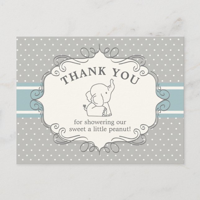 Carte Postale Bébé éléphant adorable | Remerciements pour la bab (Devant)