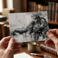 Bébé éléphant mignon en noir et blanc, art à l'aqu