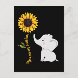 Carte Postale Bébé Eléphant mignon Sunshine Sunflower