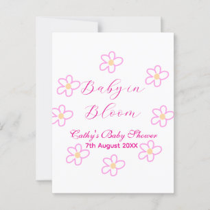 Carte Postale Bébé en fleur rose fleurie baby shower simple élég