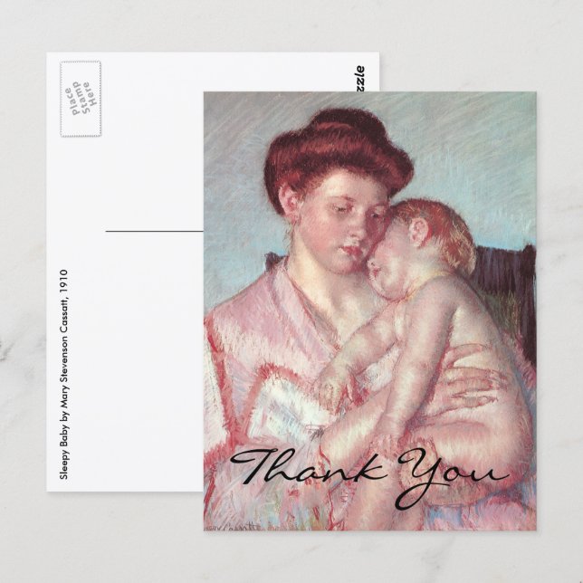 Carte Postale Bébé endormi par Mary Cassatt, Impressionnisme Vin (Devant / Derrière)