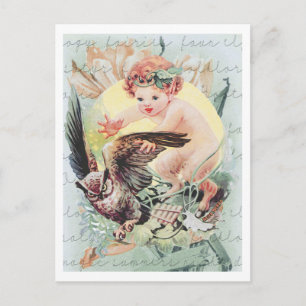 CARTE POSTALE BÉBÉ FAUN "IMAGINAIRE FAIRYLAND" COLLAGE