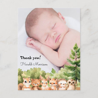 Carte Postale Bébé garçon en forêt Photo Merci