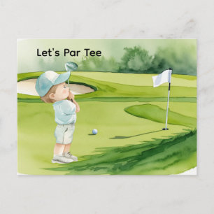 Carte Postale Bébé golf garçon bleu thème Baby Shower