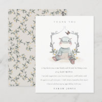 Bébé jaune mignon Hippo Fauna Baby shower Merci