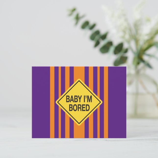 Carte Postale Bébé Je suis Bored Orange Purple Stripes (Debout devant)
