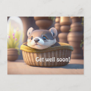 Carte Postale Bébé loutre mignonne dans un panier - personnalisa