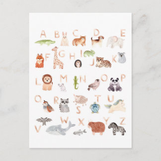 Carte Postale Bébé mignon Alphabet animal