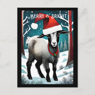 Carte Postale Bébé mignon chèvre forêt enfant Père Noël animal N