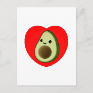 Carte Postale Bébé mignon Dessin Avocado Dans Le Coeur Rouge