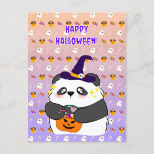 Carte Postale Bébé mignon Halloween Panda Trick ou traitement