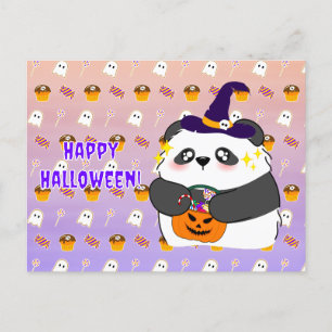 Carte Postale Bébé mignon Halloween Panda Trick ou traitement