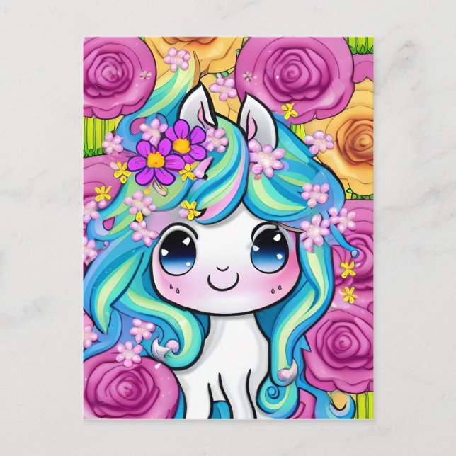 Carte Postale Bébé mignon Kawaii Pony (Devant)