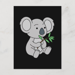 Carte Postale Bébé mignon Koala avec Eucalyptus Feuilles