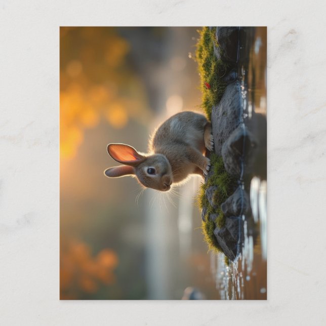 Carte Postale Bébé mignon lapin en automne (Devant)
