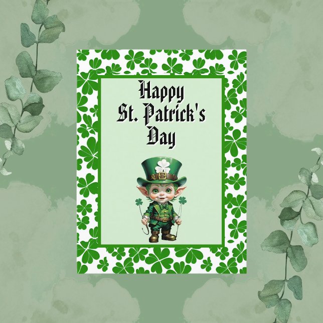 Carte Postale Bébé mignon Leprechaun St. Patrick's Day (Créateur téléchargé)