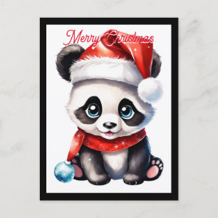 Carte Postale Bébé mignon Père Noël Panda Noël