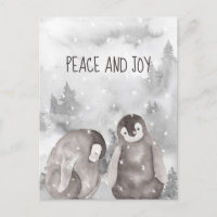 Bébé mignon pingouins hiver neige paix et joie