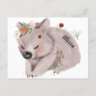 Carte Postale Bébé mignon Wombat Gold Speckle personnalisé