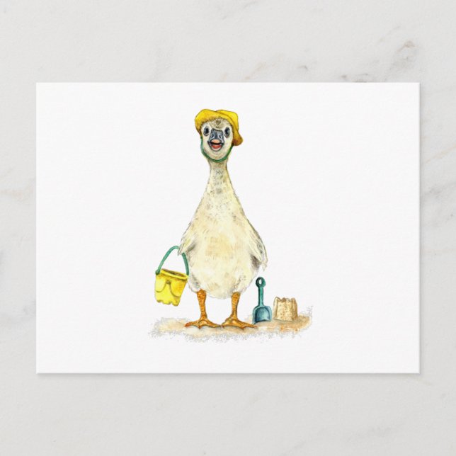 Carte Postale Bébé oison sur la plage (Devant)