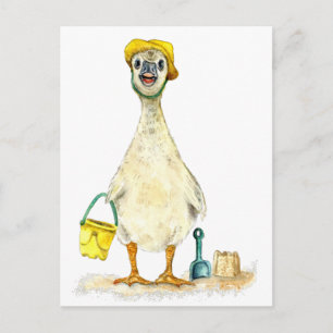 Carte Postale Bébé oison sur la plage