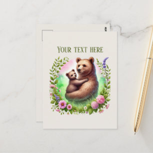 Carte Postale Bébé ours Maman adorable ajouter du texte 