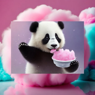 Carte Postale Bébé, Panda mignonne mangeant des bonbons de coton