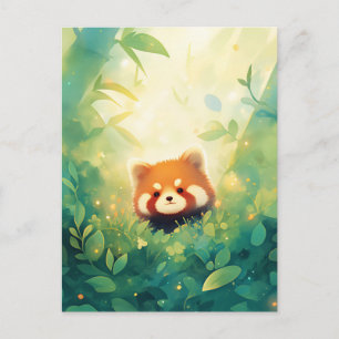 Carte Postale Bébé Panda roux mignon dans une forêt ensoleillée