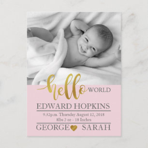 Carte Postale Bébé photographe annonce nouveau monde jaune