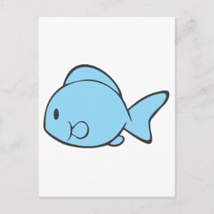 Carte Postale Bébé poisson bleu nage