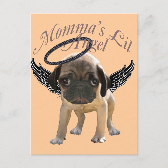Carte Postale Bébé Pug Ange (Devant)