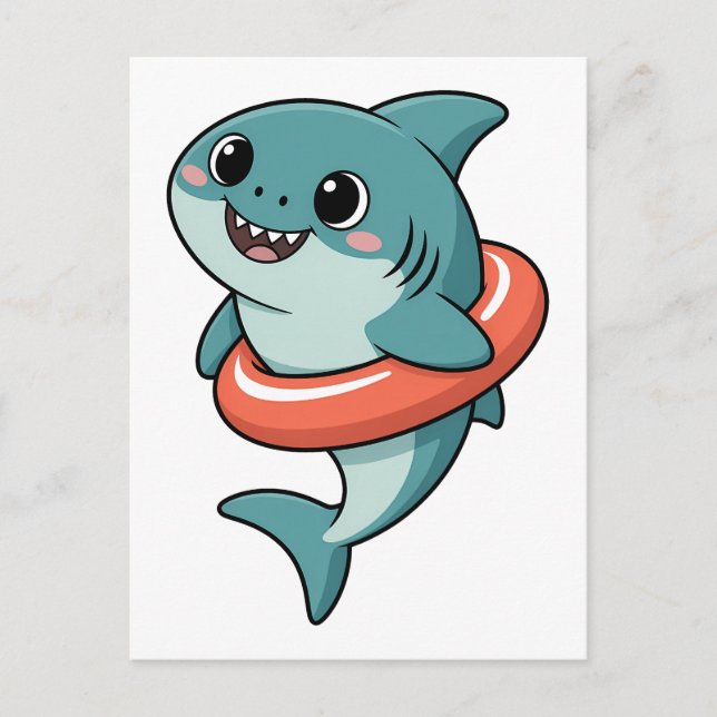 Carte Postale Bébé Requin Mignon Avec Flotteur | Enfants (Devant)