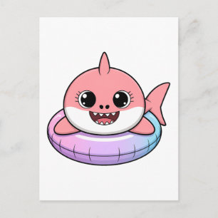 Carte Postale Bébé requin mignon avec flotteur   Enfants